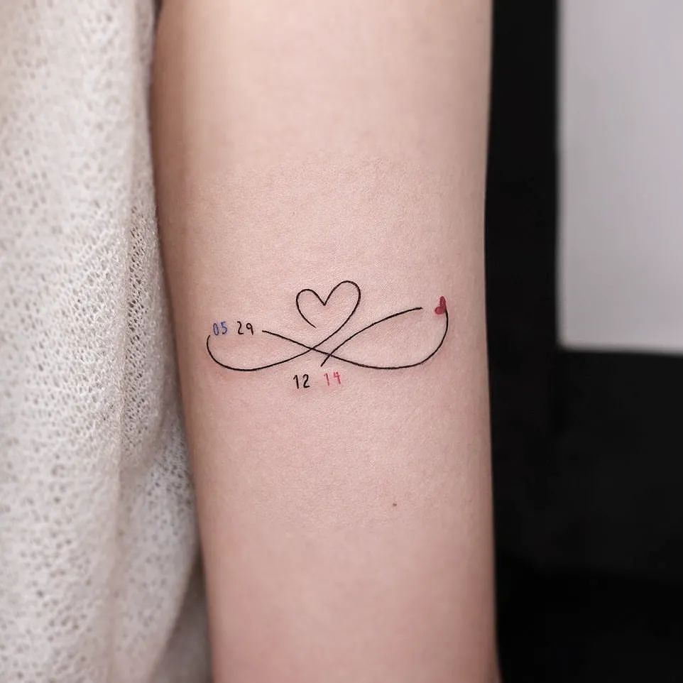 Infinity Heart Tattoo with Dates