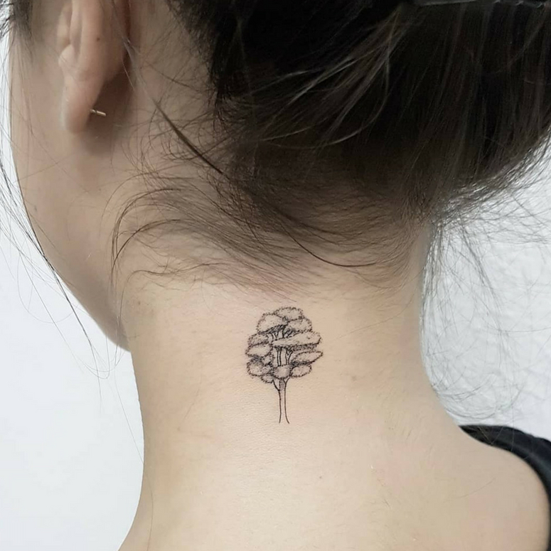 Minimalist Neck Tattoo