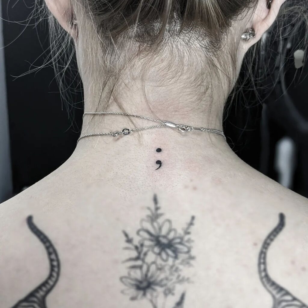 Neck Semicolon Tattoo for Women