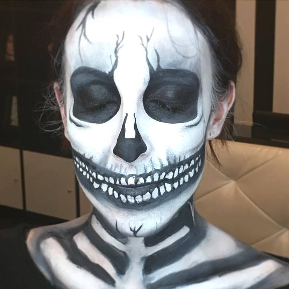 Nerve Wrecking Skull and Exposed Skeleton Makeup