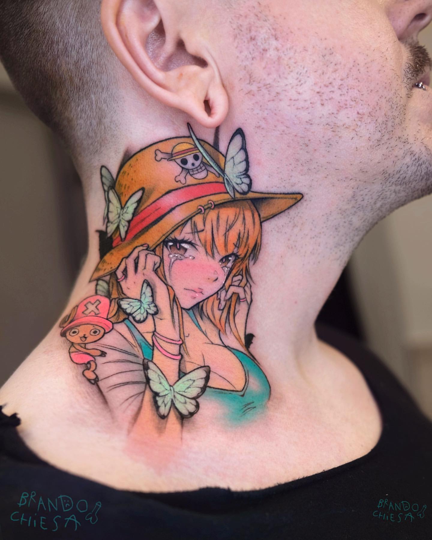 One Piece Neck Tattoo for Men