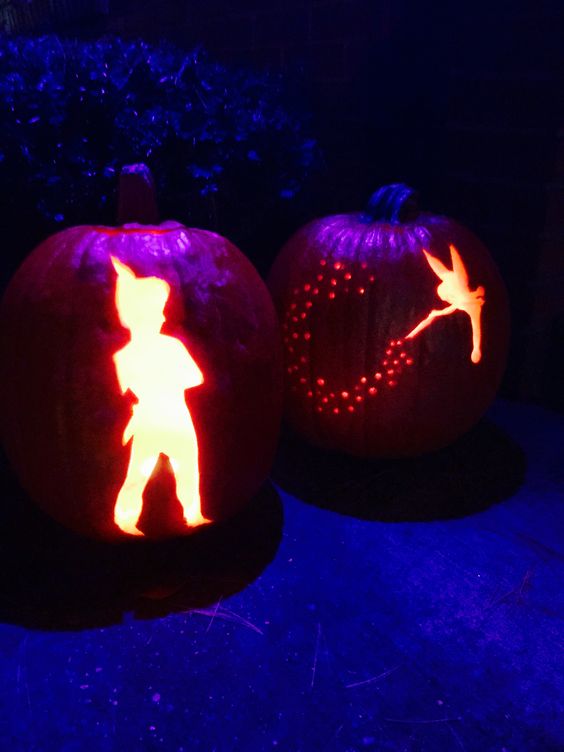 Peter Pan and Tinker Bell carved pumpkins!