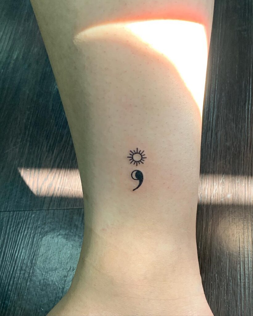 Semicolon Ankle Tattoo