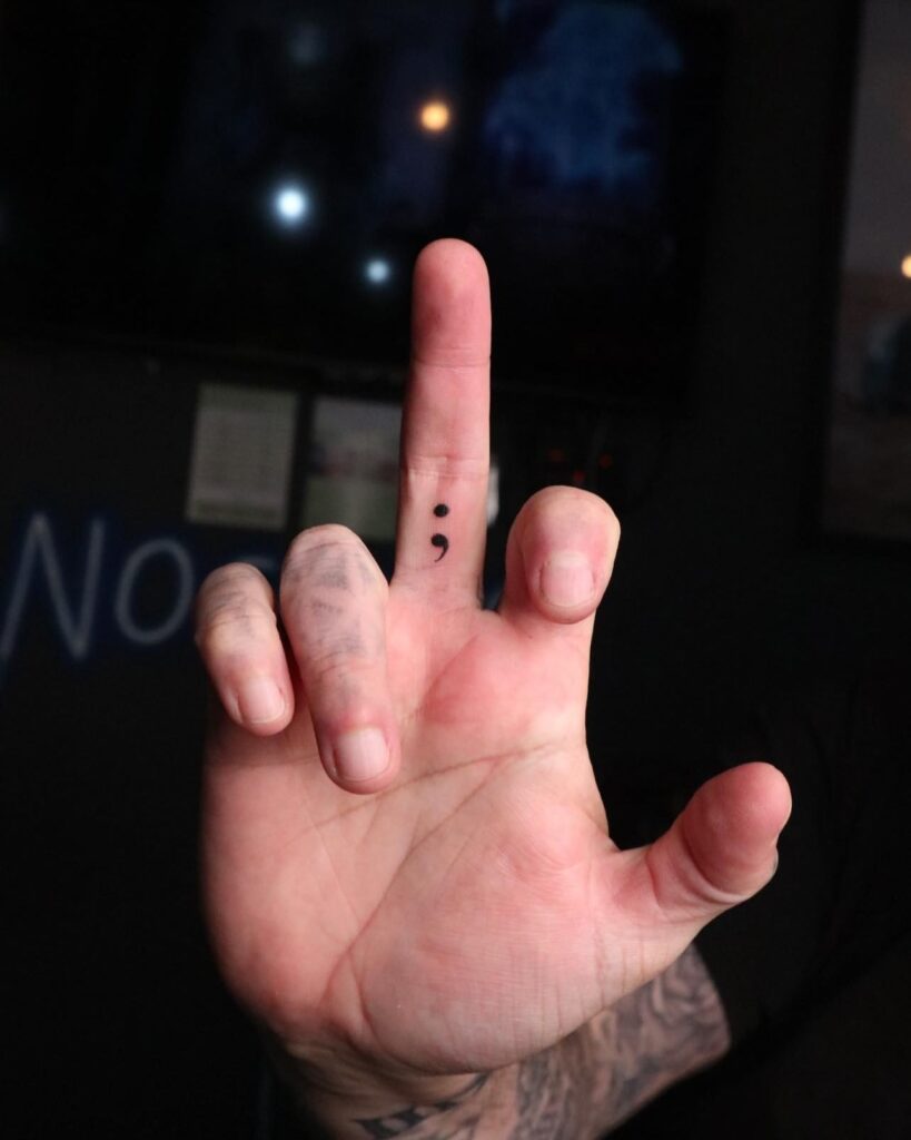 Semicolon Finger Tattoo