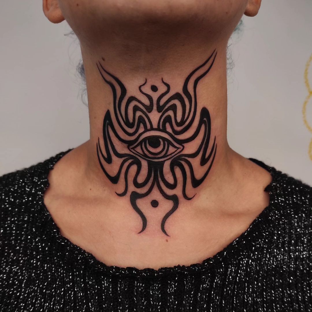 The All-Seeing Eye Neck Tattoo