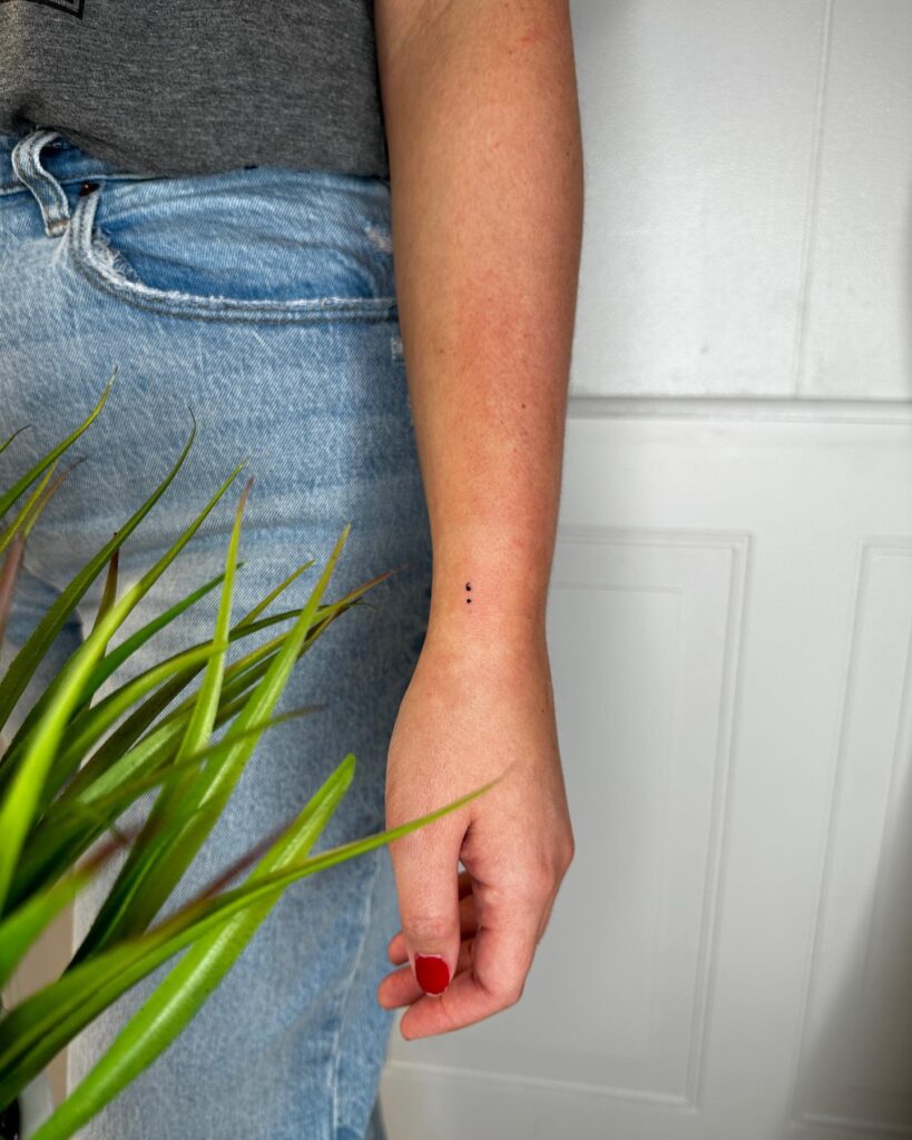  Tiny Semicolon on Side Wrist