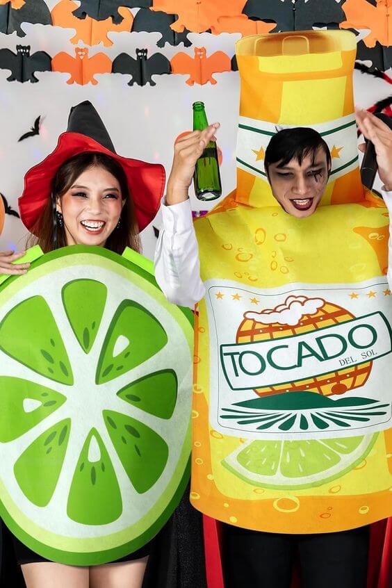 Bottle and Lime Slice Couple’s Costume