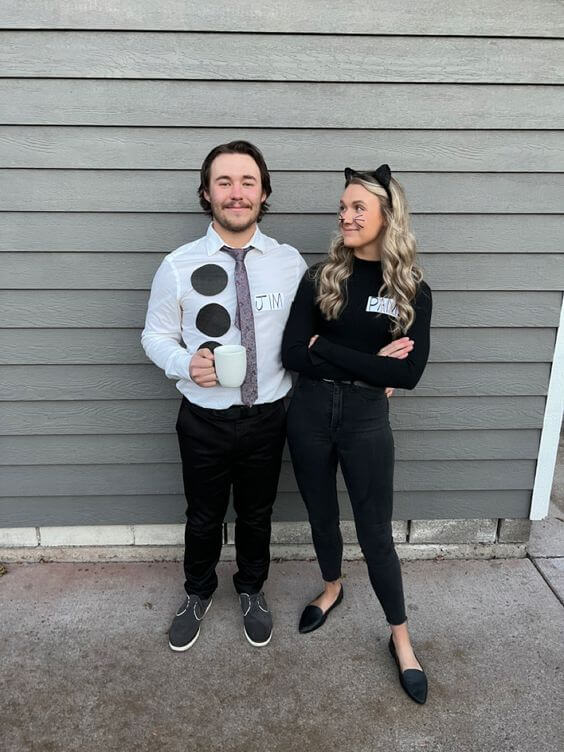 Pam and Jim in the office costume