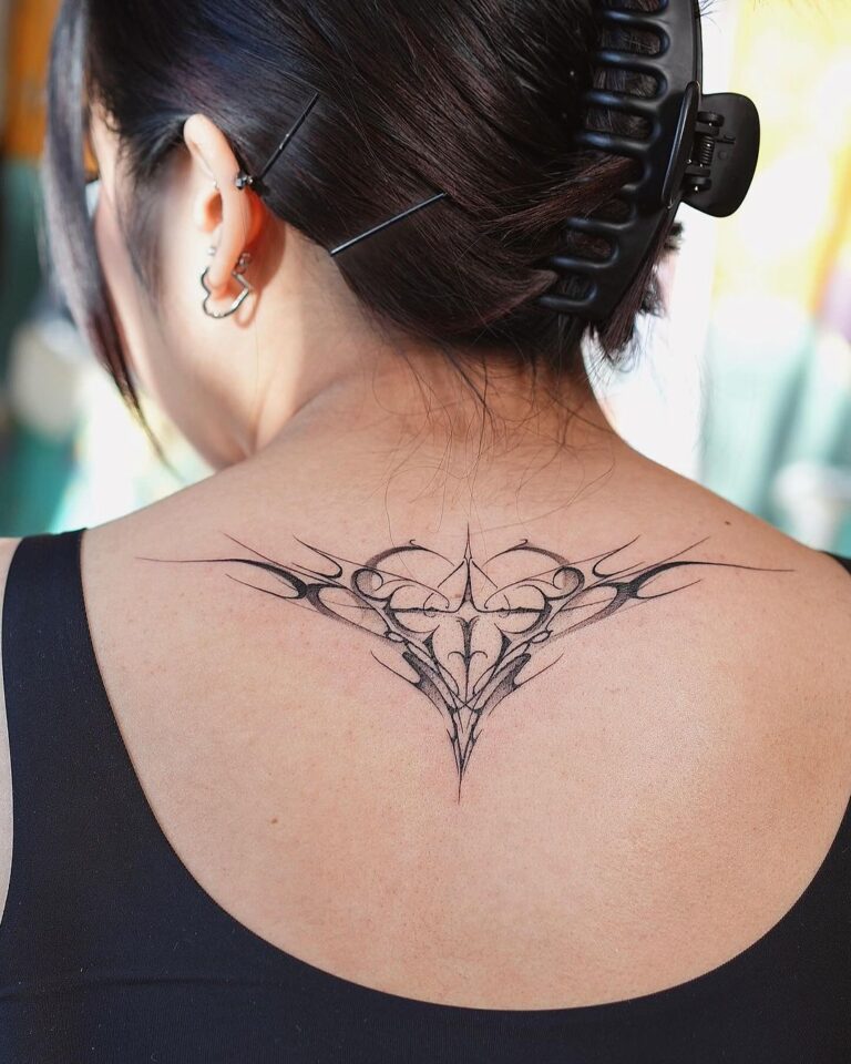 Gothic heart back tattoo